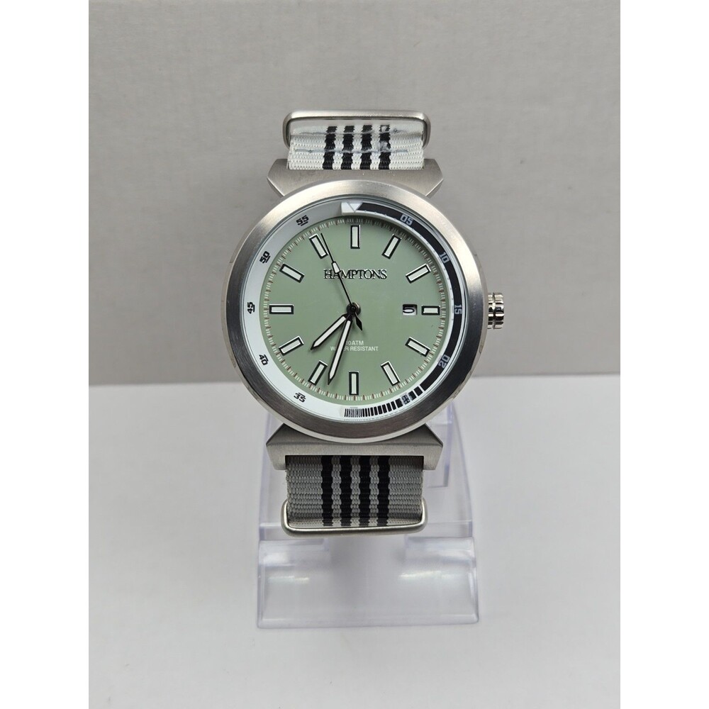 Hamptons Green 45mm Stainless Steel Quartz Date 10ATM Field Watch New Battery